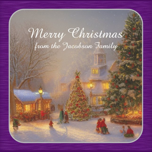 Adesivo Quadrado Árvores De Natal Em Quaint Village (Criador carregado)