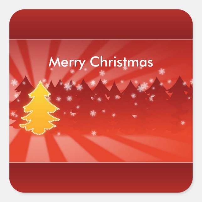 Adesivo Quadrado Árvores de Natal Formas de Pentes Vermelhos (Frente)