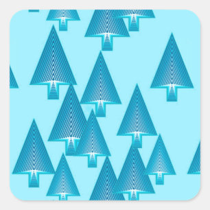 Adesivo Quadrado Árvores de Natal metálicas modernas - azul-céu