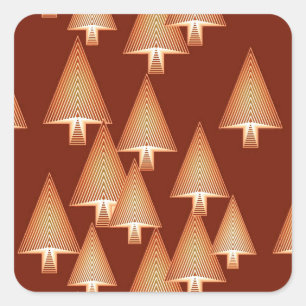 Adesivo Quadrado Árvores de Natal metálicas modernas - cobre