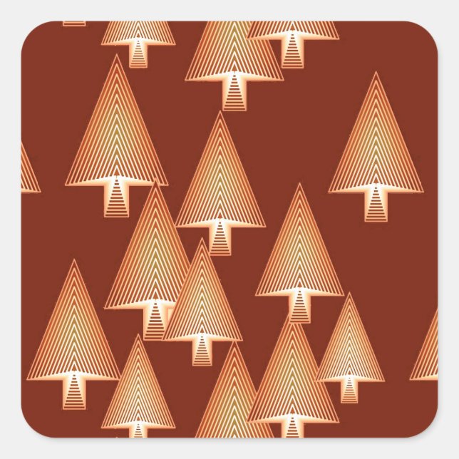 Adesivo Quadrado Árvores de Natal metálicas modernas - cobre (Frente)