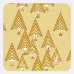 Adesivo Quadrado Árvores de Natal metálicas modernas - ouro amarelo