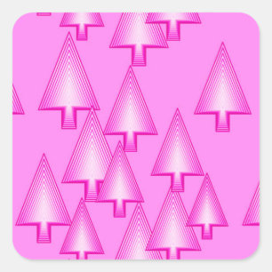 Adesivo Quadrado Árvores de Natal metálicas modernas - rosa-orqu
