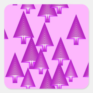 Adesivo Quadrado Árvores de Natal metálicas modernas - violeta