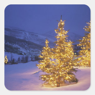 Adesivo Quadrado Árvores de Natal, Park City, montanhas de Wastch,
