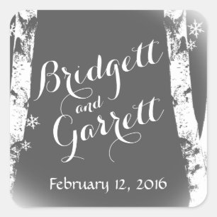 Adesivo Quadrado Árvores de passarinho e flocos de neve