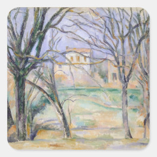 Adesivo Quadrado Árvores de Paul Cezanne   e casas, 1885-86