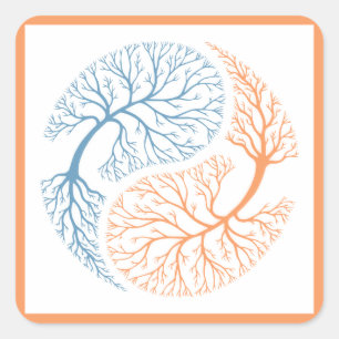 Adesivo Quadrado Árvores de Yin Yang