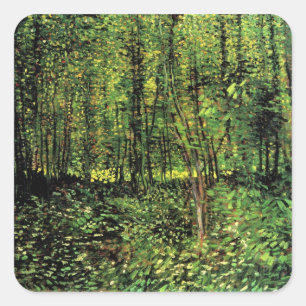 Adesivo Quadrado Árvores e Sub-bosque por Vincent van Gogh