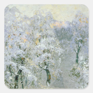 Adesivo Quadrado Árvores em Prata invernal, 1910