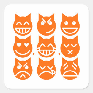 Adesivo Quadrado As 9 vidas do gato de Emoji