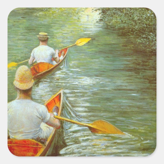 Adesivo Quadrado As canoas, perissois de Gustave Caillebotte (Frente)