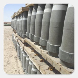 Adesivo Quadrado As fileiras da munição são empilhadas e prepara