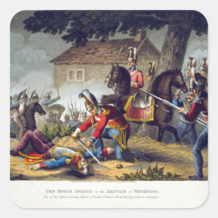 Adesivo Quadrado As guardas de cavalo na batalha de Waterloo,