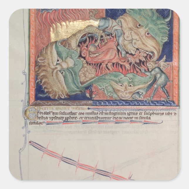 Adesivo Quadrado As mandíbulas do inferno engolindo o dragão vermel (Frente)
