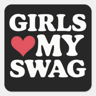 Adesivo Quadrado As Meninas Amam Meu Coração Swag no Dia de São Val