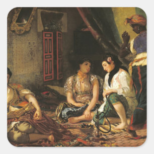 Adesivo Quadrado As mulheres de Argel em seu apartamento, 1834