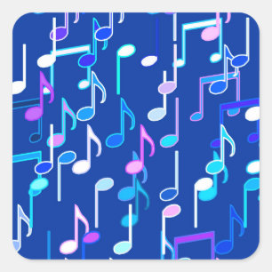 Adesivo Quadrado As notas musicais imprimem - o azul de índigo,