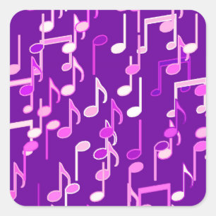 Adesivo Quadrado As notas musicais imprimem - o roxo violeta, multi