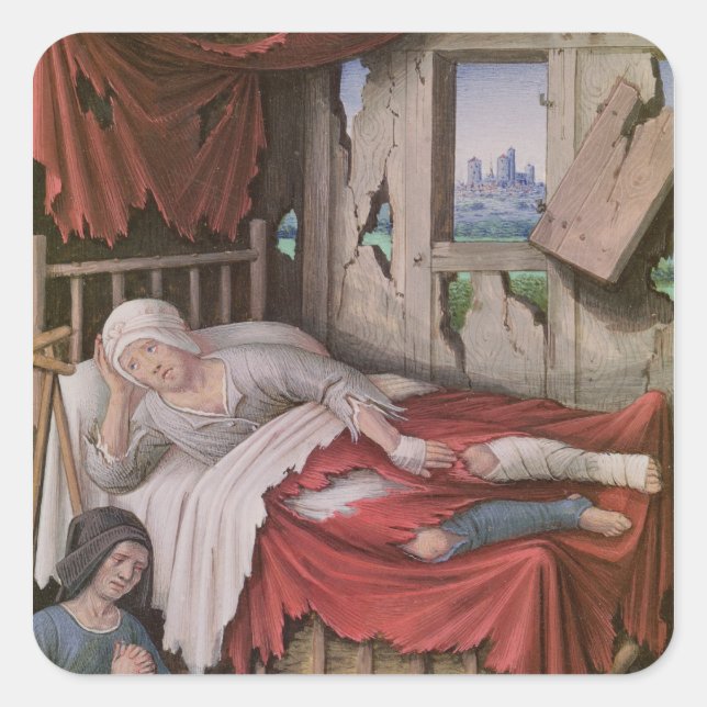 Adesivo Quadrado As quatro condições da sociedade: a pobreza (Frente)