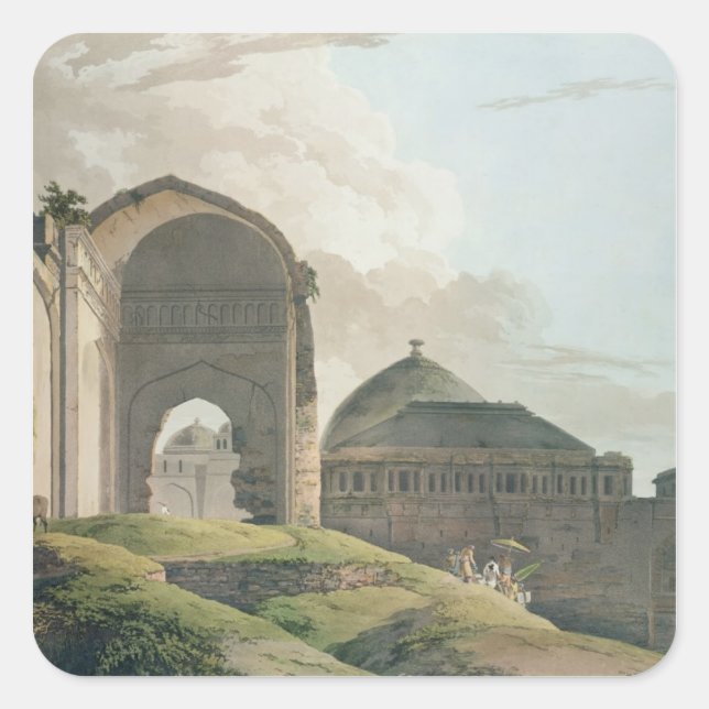 Adesivo Quadrado As Ruínas do Palácio em Madurai, 1798 (Frente)