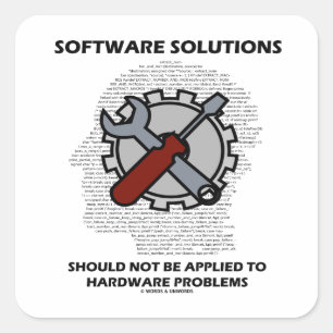 Adesivo Quadrado As soluções de software não devem ser aplicadas ao