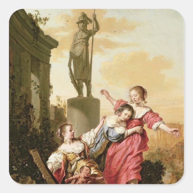 Adesivo Quadrado As três filhas de Cecrops (Frente)