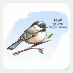 Adesivo Quadrado ASAS DE BÚFALO CHICKADEE por Jeff Willis Art