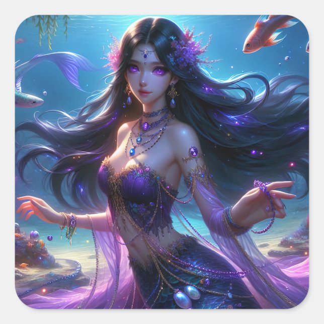 Adesivo Quadrado Ashera - Coleção de Arte da Série Mermaid (Frente)
