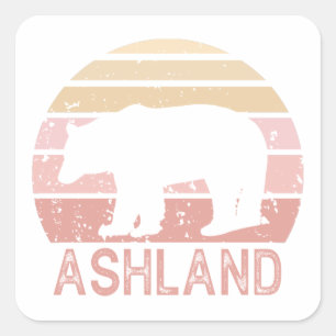 Adesivo Quadrado Ashland Oregon Retro Bear