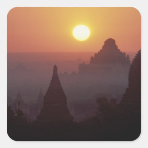 Adesivo Quadrado Ásia, Birmânia (Myanmar), Pagan (Bagan) O templo