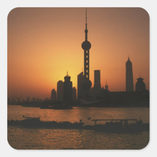 Adesivo Quadrado ÁSIA, China, Xangai Vista da TV Oriental Pearl