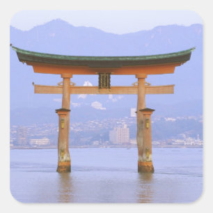 Adesivo Quadrado Ásia, Japão, Hiroshima. Mivaiima. Porta Torii