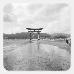 Adesivo Quadrado Ásia, Japão, Myajima. O Portão Torri