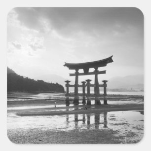 Adesivo Quadrado Ásia, Japão, Myajima. Portão Torri