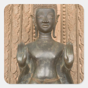 Adesivo Quadrado Ásia, Laos, Vientiane, Buda de bronze em Hawn