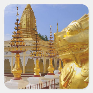 Adesivo Quadrado Ásia, Myanmar (Birmânia), Bagan (Pagan). O Shwe 6