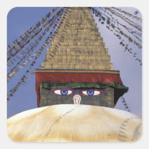Adesivo Quadrado Ásia, Nepal, Katmandu. Boudhanath Stupa. 2