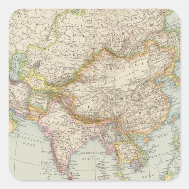 Adesivo Quadrado Asien - Mapa da Ásia (Frente)