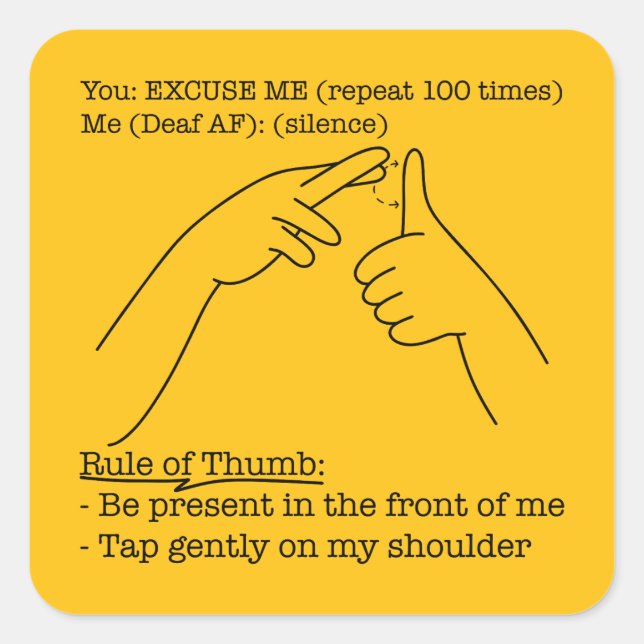 Adesivo Quadrado ASL Design - Rule of Thumb (Frente)