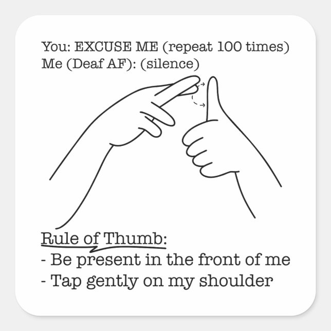 Adesivo Quadrado ASL Design - Rule of Thumb (Frente)