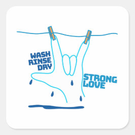 Adesivo Quadrado ASL Design - Wash, Rinse, and Dry Love ILY