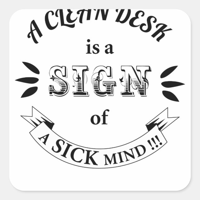 Adesivo Quadrado Aspas engraçadas do Clean Desk (Frente)