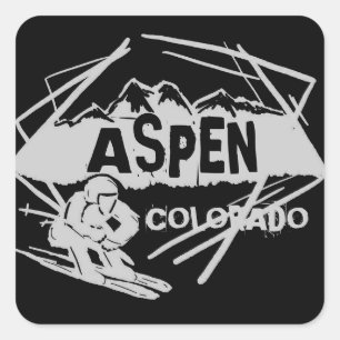 Adesivo Quadrado Aspen Colorado ski stickers escuros