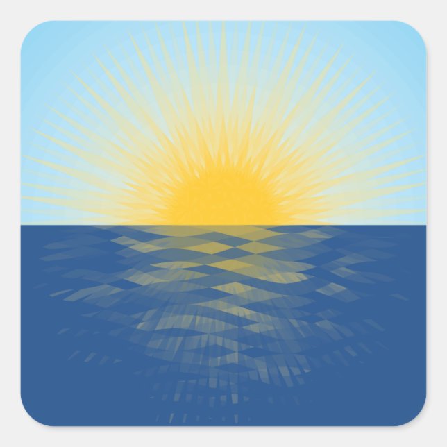 Adesivo Quadrado Assalto do Sol sobre os Novos Começos do Oceano (Frente)