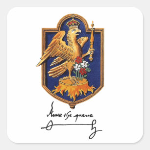 Adesivo Quadrado Assinatura & brasão de Anne Boleyn