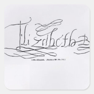 Adesivo Quadrado Assinatura da rainha Elizabeth mim