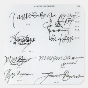 Adesivo Quadrado Assinaturas do Scottish 15o e do século XVI