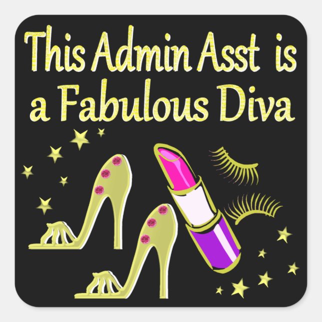 Adesivo Quadrado ASSISTENTE DE ADMIN DO GLITZY Dourado DIVA DESIGN (Frente)