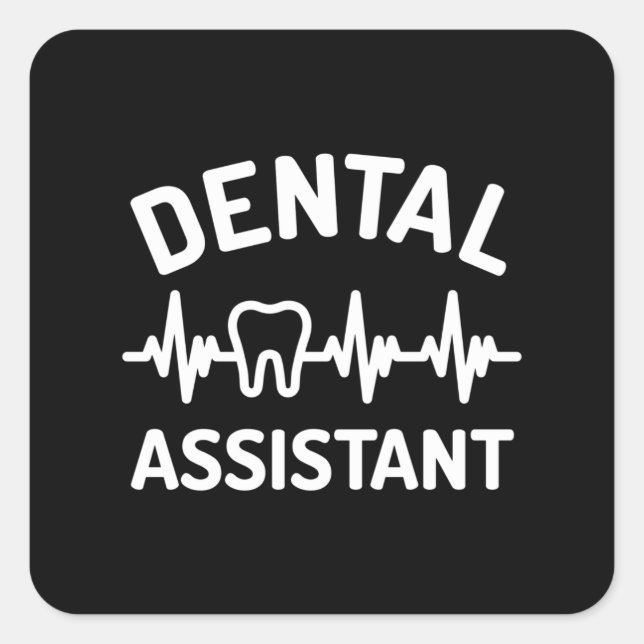 Adesivo Quadrado Assistente dentário, ekg, batimento cardíaco (Frente)